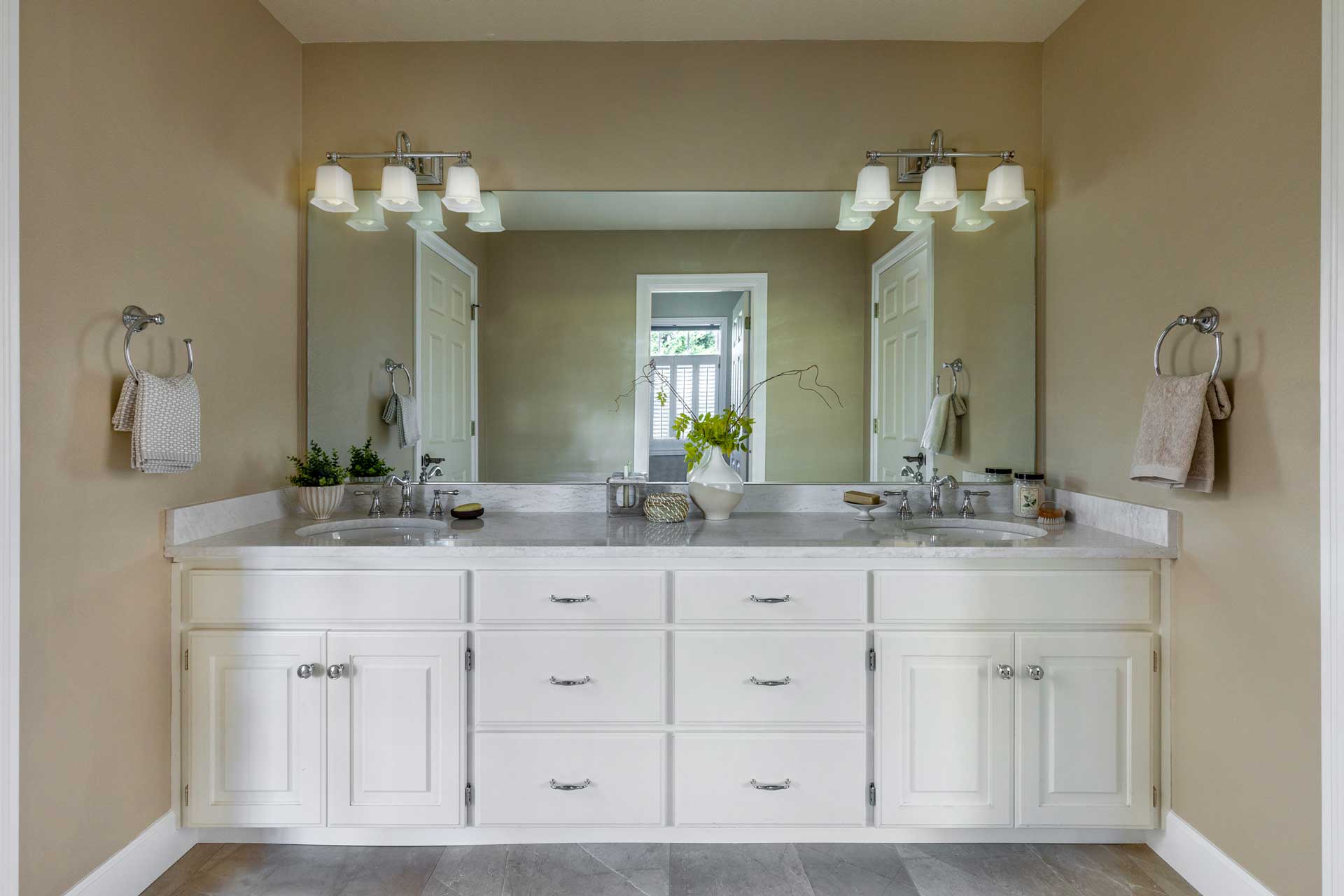 After Chinook House Bathroom Remodel mirror vanity countertops